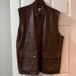 Men's Orvis Brown Leather Vest